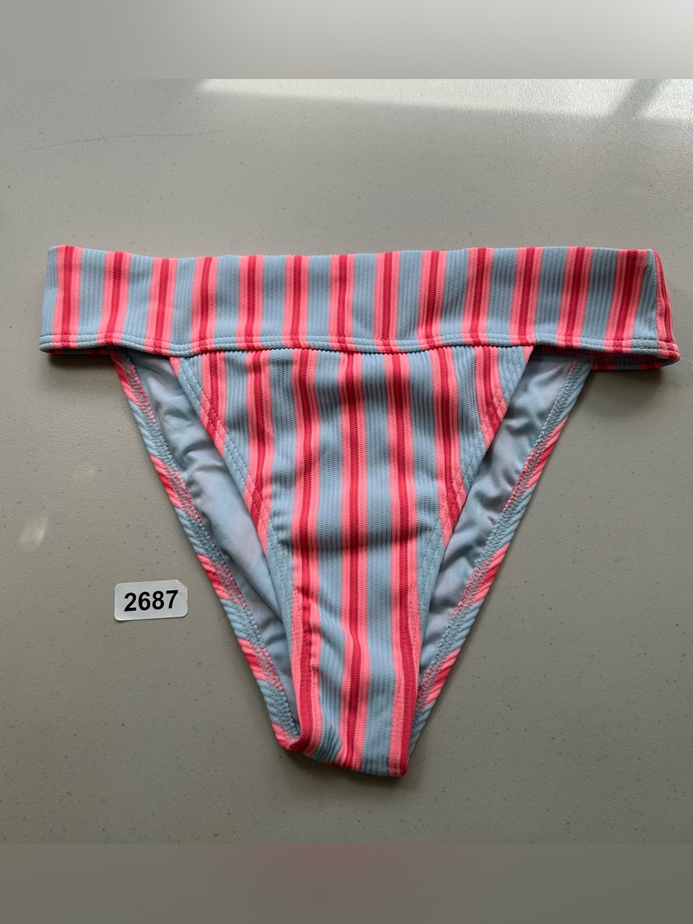 Billabong Surf Stripe Aruba Bikini Bottom Striped Gray Pink Beach Medium